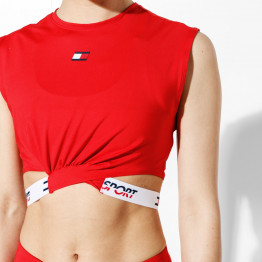 TOMMY SPORT TANK CROPPED T-SHIRT TWISTED DETAIL