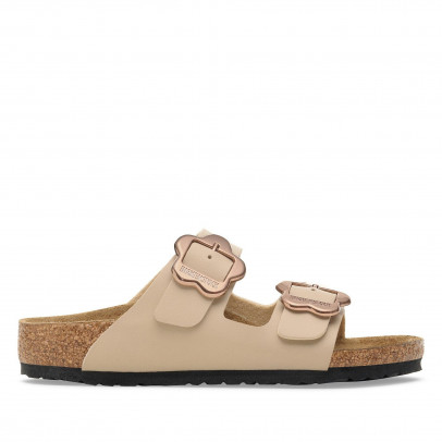 Молодежные шлепанцы Birkenstock Arizona Flower Buckle 1030419 - бежевые