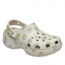 Женские сабо Crocs Classic Platform Floral Clog 212668-1WY - серые