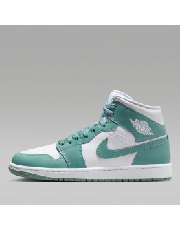 Дамская обувь Nike Air Jordan 1 Mid BQ6472-138 - бело-зеленые