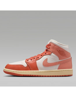 Женские кроссовки Nike Air Jordan 1 Mid BQ6472-180 - бело-оранжевые