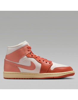 Женские кроссовки Nike Air Jordan 1 Mid BQ6472-180 - бело-оранжевые