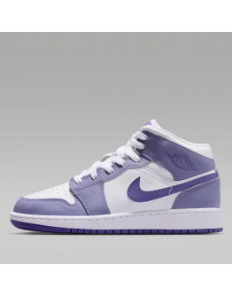 Молодежные кроссовки Nike Air Jordan 1 Mid DQ8423-500 - бело-фиолетовые