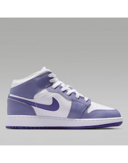 Молодежные кроссовки Nike Air Jordan 1 Mid DQ8423-500 - бело-фиолетовые