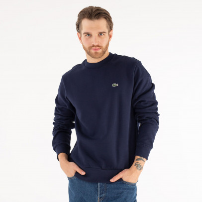 Котоновый свитер Lacoste Organic Brushed Cotton Sweatshirt SH9608-166 - темно-синий