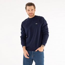 Котоновый свитер Lacoste Organic Brushed Cotton Sweatshirt SH9608-166 - темно-синий