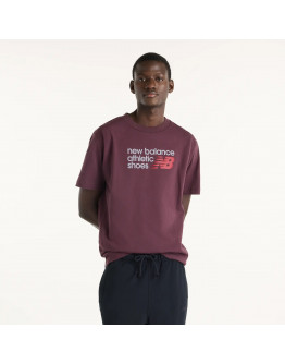 Мужская футболка New Balance Athletics Premium Relaxed Chest Logo MT51900YLR - бордовая