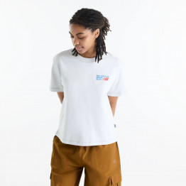 Женская футболка New Balance Athletics Premium Logo Hip Length WT62B7V2AHH - серая