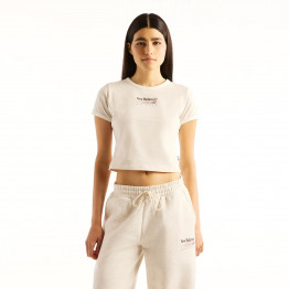 Женская футболка New Balance WT62O4MBLIT - бежевый