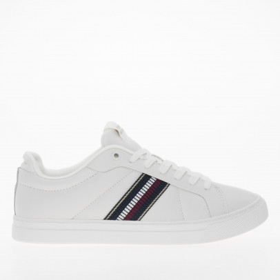 Женские кроссовки Tommy Hilfiger Icon Court Sneakers Stripes FW0FW08110-YBL - белые